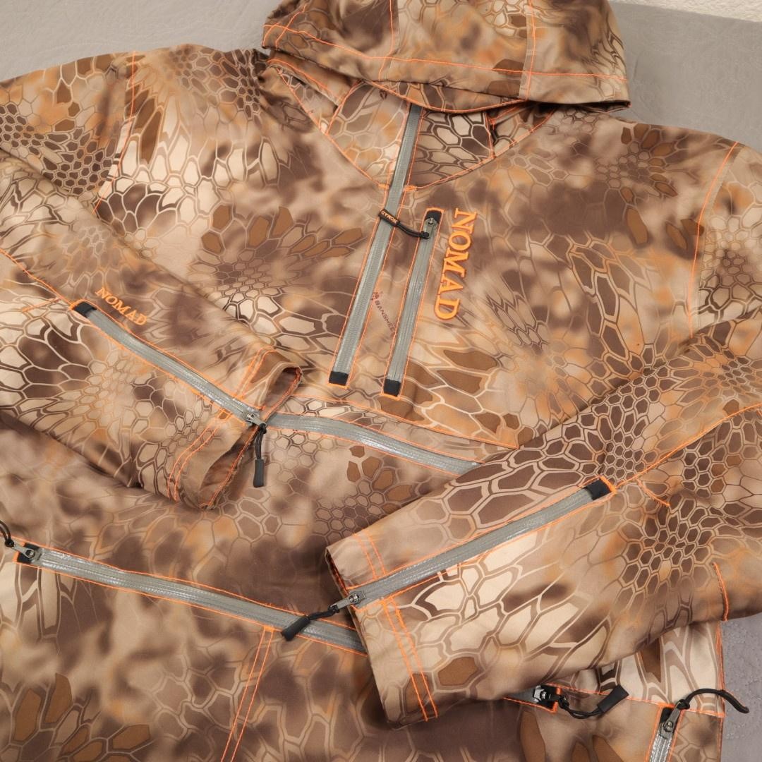 Nomad Banshee Jacket Mens Large Brown Camo 1/2 Zip Hooded Softshell Hunting