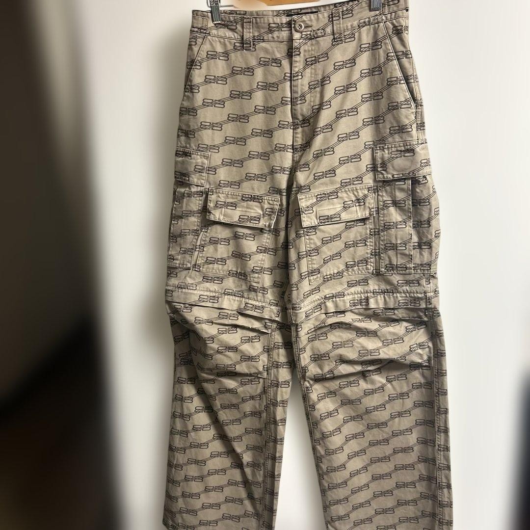 Balencia BB Monogram Cargo Pants 2WAY Beige Size:XS 22AW 704423 Used