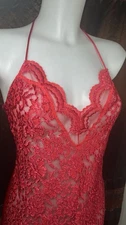 Delta Plus Size Vintage 80s Floral Lace Red Slip Dress Sexy Sleepwear Large