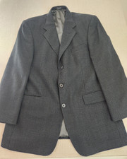 Oscar de la Renta Sport Coat Blazer 42R Houndstooth Black 100 Wool Men  s Vtg 90