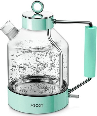 Wasserkocher, ASCOT Glas Teekessel 1,5L 2200W 1,5 Liter, grün 