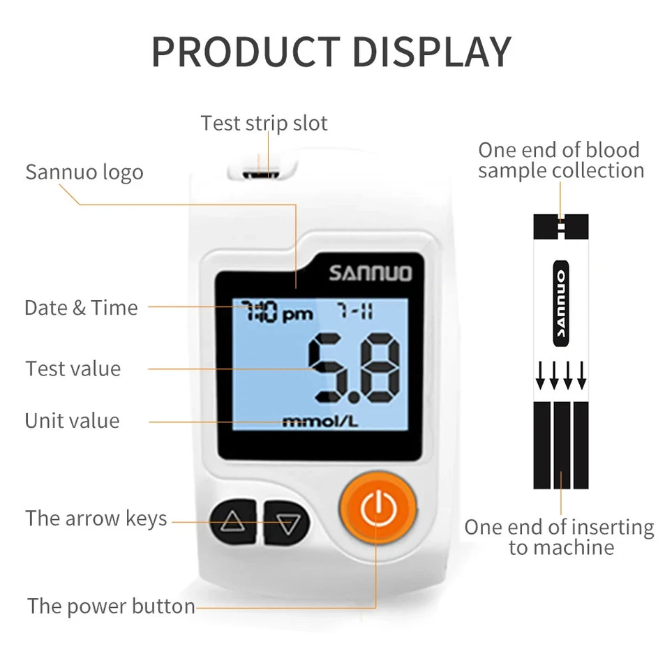 Sinocare GA-3 Blood Test Glucose Meter Medical Kit with Test Strips Lancets Kits - Image 3 of 4