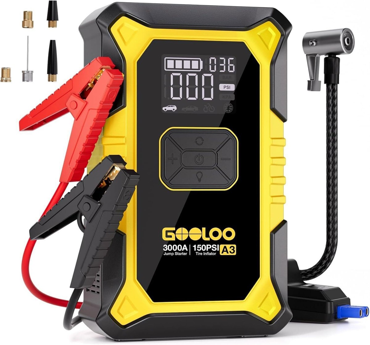 GOOLOO A3 Car Jump Starter with Air Compressor 3000A 150PSI