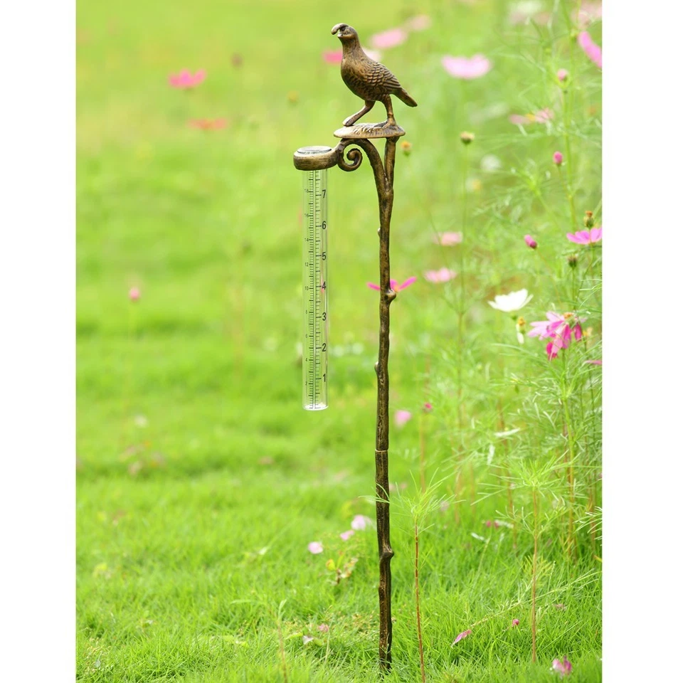 Quail Rain Watcher Gauge Holder Aluminum Home & Garden Decorative Collectible - Image 2 of 2