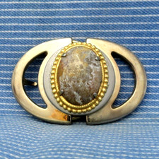 Stylized Western Dress Belt Buckle Lace Agate Cowboy Cowgirl Vtg 80s .CPA908