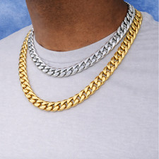 12MM Cuban Link Chain Necklace   Stainless Steel 18K Gold Plated Luxury Chain