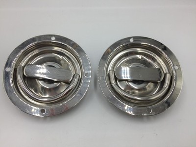 Lot of 2 Hansen Stainless Steel D-Ring Handle,5'' Flush Mount,Round,Non-Locking