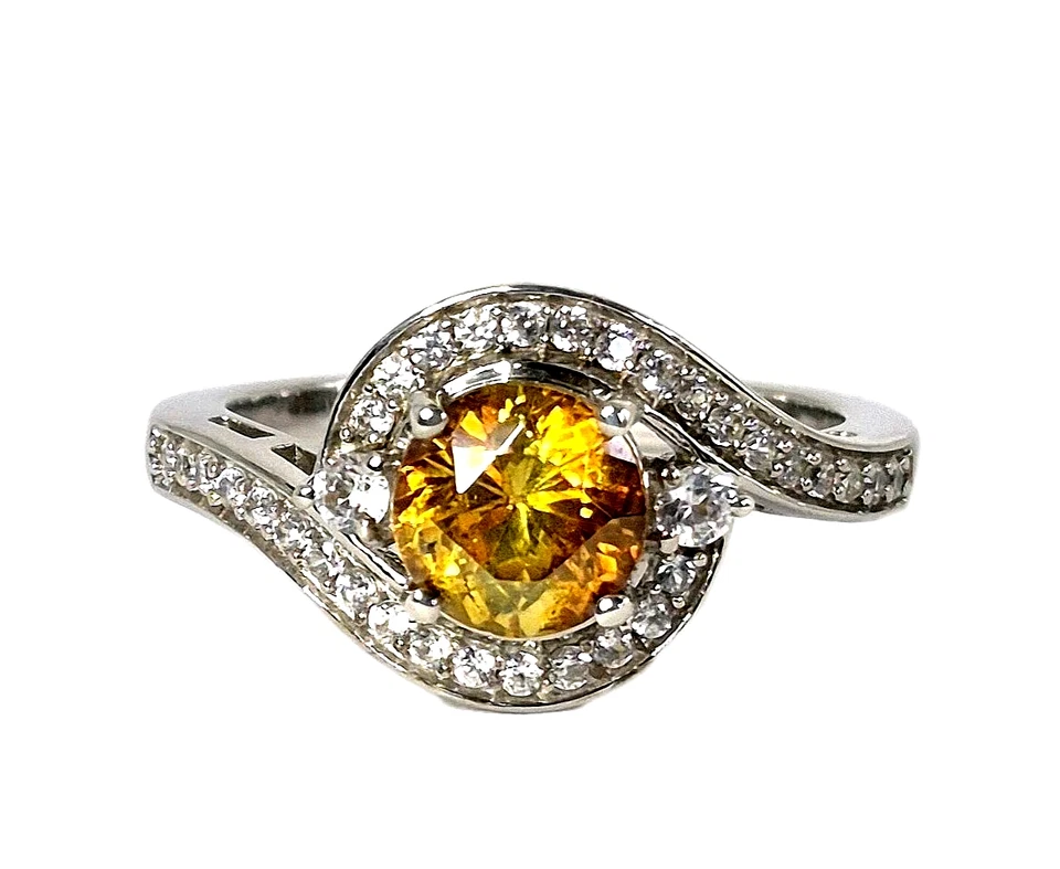 Кольцо AAA Picos Altos со сфалеритом и цирконием размер 8 из платины поверх стерлингового серебра - Изображение 4 из 4