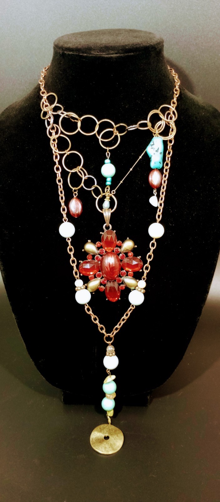 Layer Bohemian Charm Statement Necklace Artisan R… - image 8