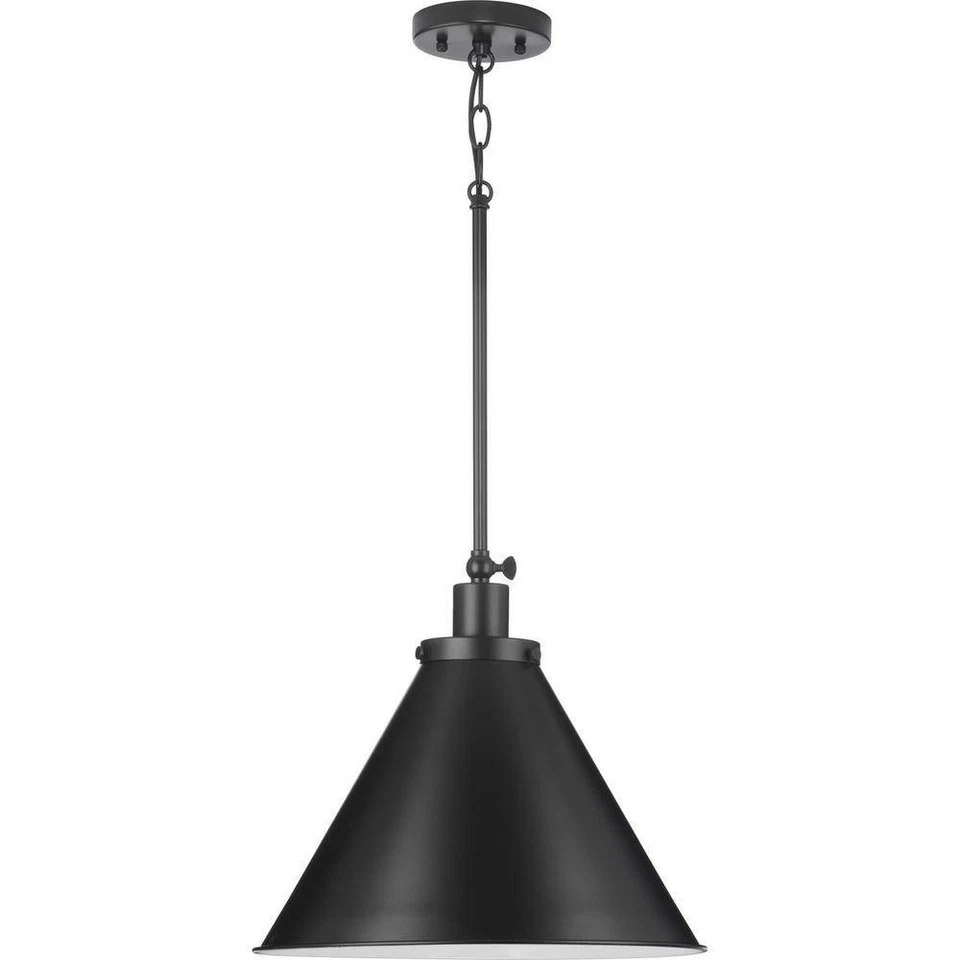Progress Lighting Hinton Collection 16 in. 1-Light Matte Black Pendant - Image 2 of 4