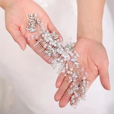 Bridal Milky Opal Crystal Hair Comb, Opal Crystal Rhinestone Wedding Head Comb