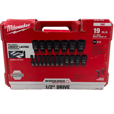 Milwaukee SHOCKWAVE 1/2 in. Drive SAE Deep 6-Point Impact Socket Set (19-Piece)