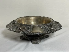 Large Antique Whiting Sterling Silver Bowl Pre Gorham Grape Vine