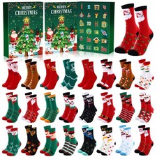 Sock Advent Calendar 2025 Funny Christmas Fluffy Socks for Adults 24 Days Chr...