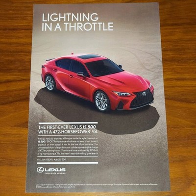 LEXUS IS 500 PRINT AD MAGAZINE ADVERTISEMENT 472-HORSEPOWER V8 LIGHTNING