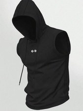 Men's Quick Dry Breathable Hooded Sleeveless Tank Top Gym Workout Running Sport