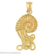 New 14k Gold Nautilus Shell Pendant