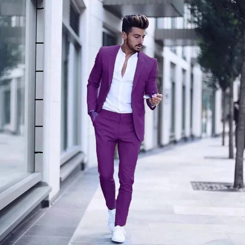 Tuta da uomo 2 pezzi sposi smoking formale matrimonio business blazer aderenza slim - Foto 2 di 28