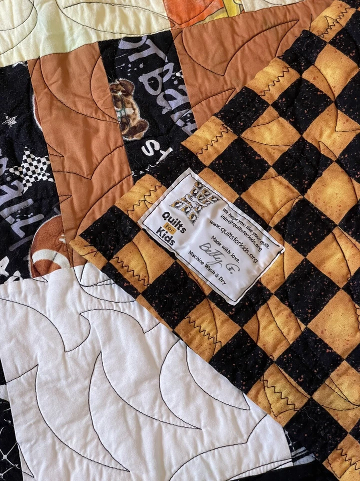 Vtg Sports Quilt Blanket Quilts For Kids Handmade Vintage 42” x 37” Dora Diego - Image 2 of 4