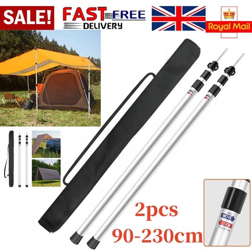 2x 230cm Tent Poles Telescopic Adjustable Awning Canopy Tarp Pole Support Rod UK - Picture 18 of 18