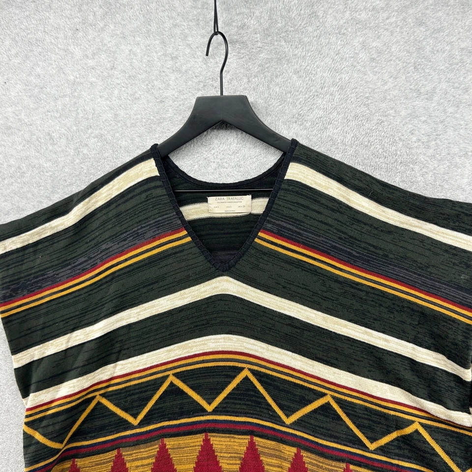 ZARA Dress Womens Size Small Aztec Legging Multicolor Short Sleeve Poncho - Image 4 of 4