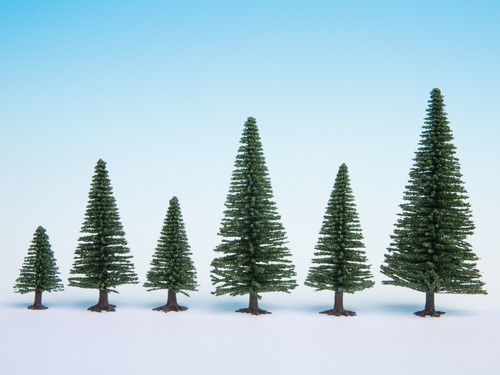 NOCH - Ensemble en sachet de 10 sapins hauteurs 5-14cm - 1/87 - NOC26920