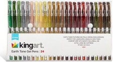 KINGART Soft Grip Earth Tone Gel Pens, XL 2.5mm Ink Cartridge, Set of 24 Unique