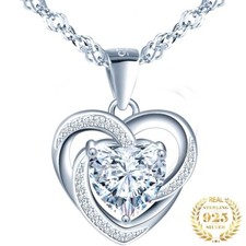 Damen Halskette Herz 925 Sterling Silber Anh&auml;nger Kette Schmuck Frauen Geschenk