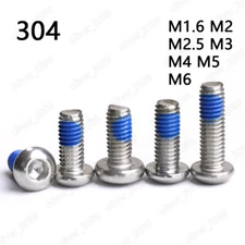 304 Stainless Steel Hex Socket Bolts Button Head With Blue Patch Lock Screws M6