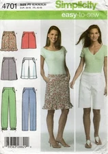 Simplicity 4701 Pants, Bermuda Shorts & Skirts in 3 Lengths w Flounce Sz 12-20