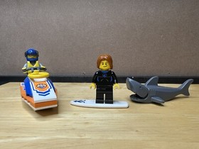 Lego Surfer Rescue boat beach city town coast guard 60011 Lego Complete READ