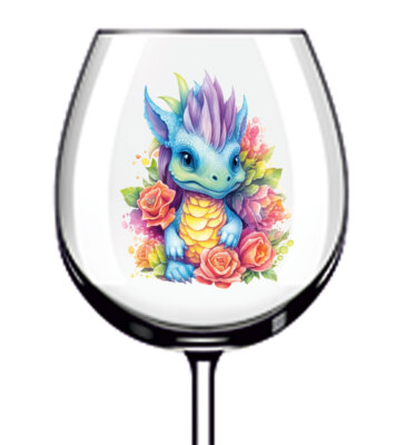 12x bunte niedliche Fee Dagon Rose Weinglas Flasche Becher Vinyl Aufkleber Abziehbild