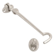 Cabin Hook & Eye Silent Pattern Hook Hold Back Gate or Shed Door Brass or Chrome