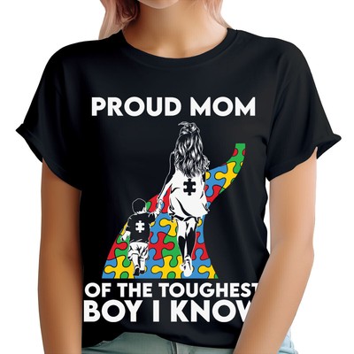 Stolze Mama des härtesten Jungen, den ich kenne Mütter Geschenk Damen T-Shirts Top #TA-163