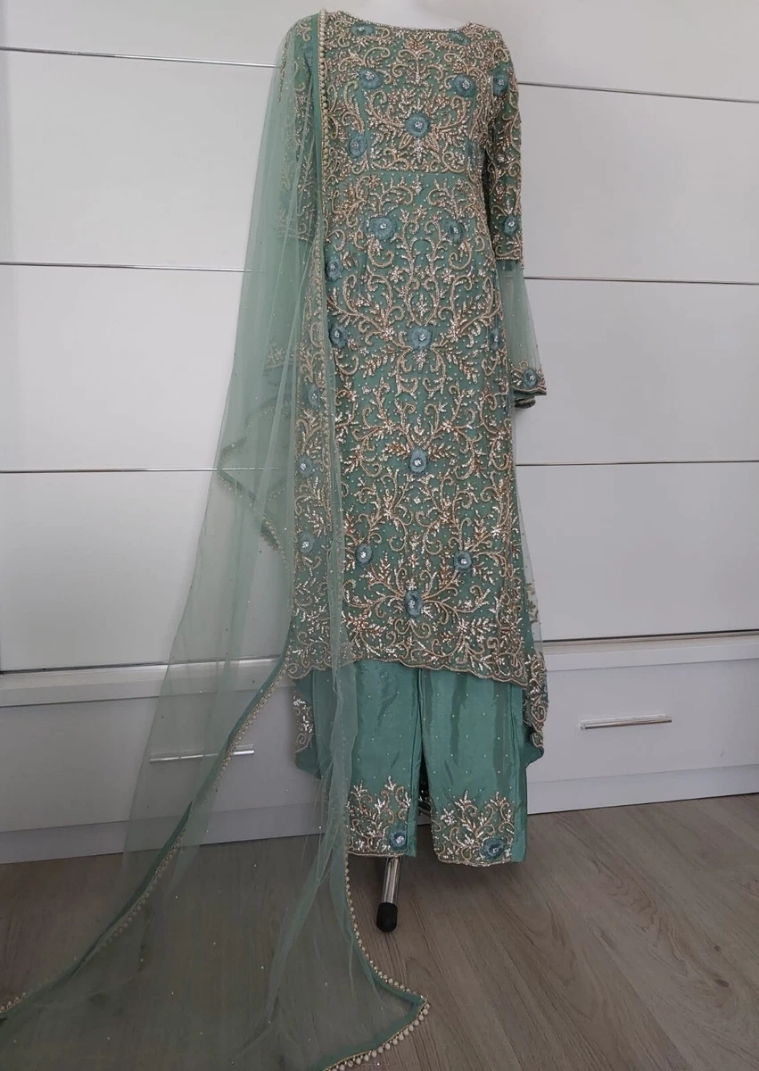 Embellished Long Tail Pakistani Bridal Gown and Dupatta | Pakistani bridal,  Latest bridal dresses, Pakistani bridal wear