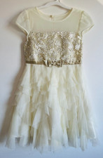 Jona Michelle White Tulle Shimmer Girls Party Dress Size 7