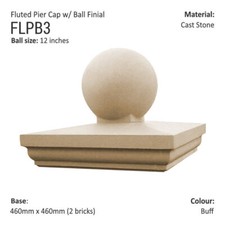 Fluted Pier Cap With 12" Ball 460mm x 460mm Base Size 2 Brick Pier Regal Swaneck