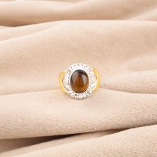 Natural Yellow Tiger Eye Gemstone 925 Solid Silver Jewelry Handmade Women Ring