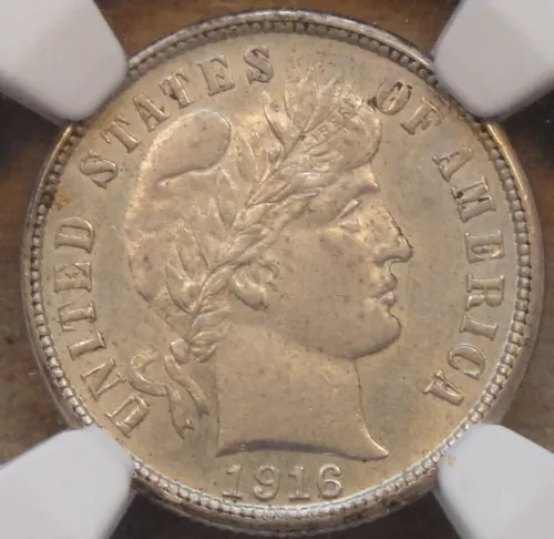1916-S Barber Dime 10c NGC Certified AU58