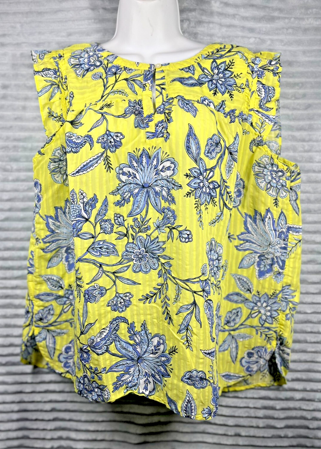 Loft Garden Smocked Split Neck Flutter Ruffle Top… - image 1