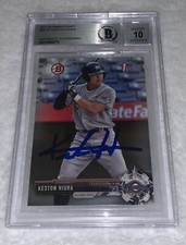 Keston Hiura Brewers signed 2017 Bowman Draft Rookie Card Beckett BGS Auto 10