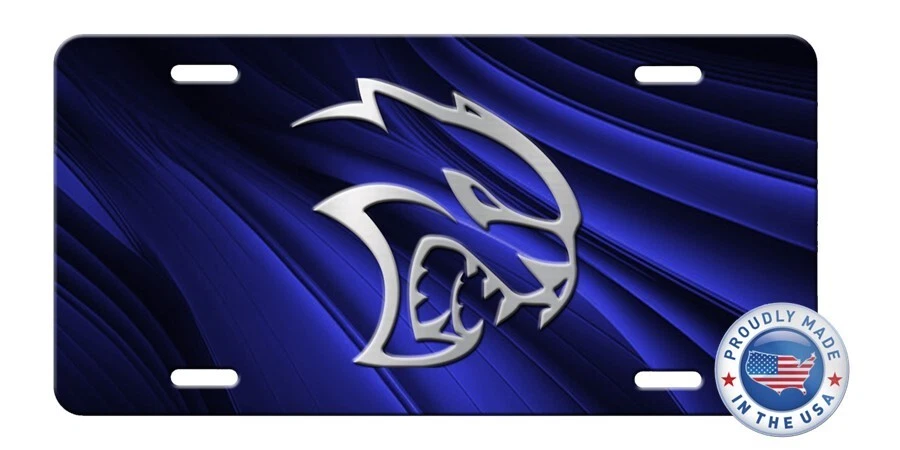HELL CAT inspired Art Blue and Silver Aluminum License Plate Tag GIFT NEW - Picture 5 of 6