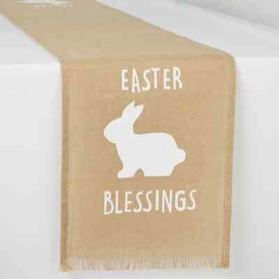 Easter Blessings Bunny Table Runner 13''x72'' Jute DecorativeTableware Home Decor