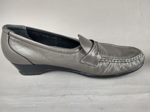 SAS Halbschuhe Schuhe Damen Gr. 9,5 N silber Zinn Leder bequem schmal - Bild 6 von 12