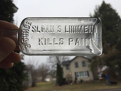 Antique Handtooled Medicine Emb. Sloan's Liniment Kills Pain 3 Oz Size
