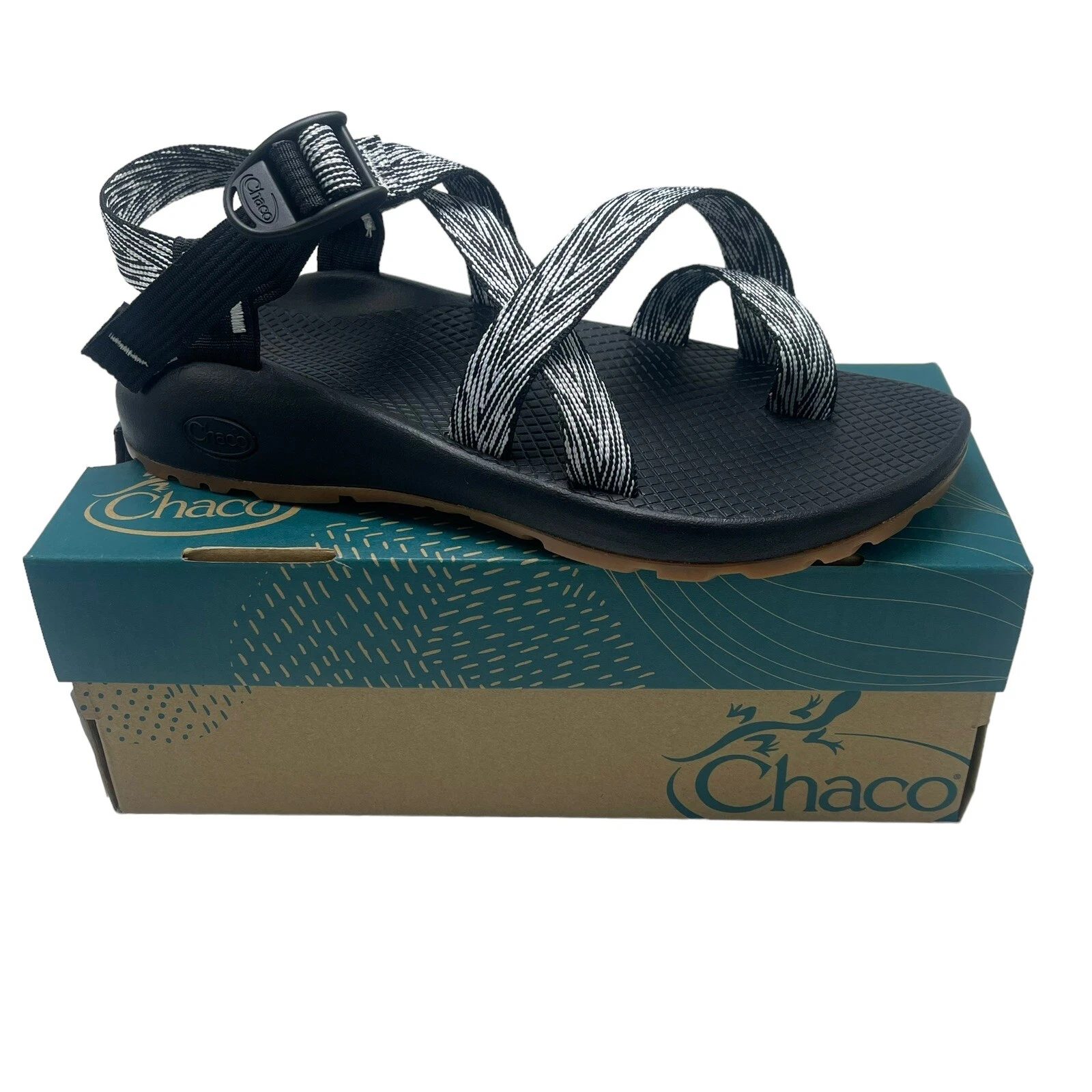 Chaco Z2 Classic Women's Strappy Sports Hiking Sandals Strap Black White Size 9