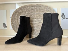 $650 Stuart Weitzman Brandie Womens sz 37/7 Mid-calf black suede pointy Boots