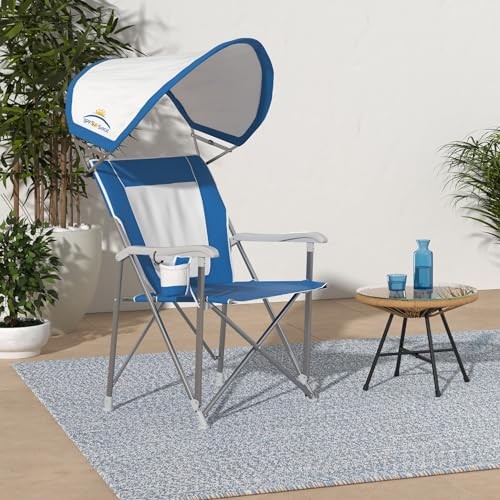 GCI Outdoor Sonnenschutz Kapitänsstuhl faltbar faltbar Baldachin Schirm - blau - Bild 3 von 5