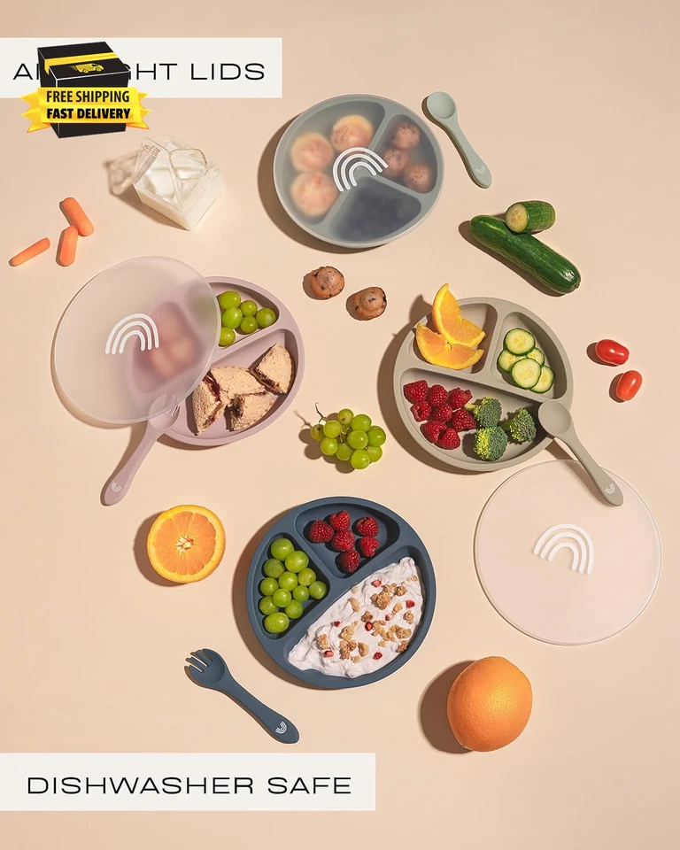 Tapas para platos de niño pequeño - Se adapta a platos de silicona para bebés de 7,75 pulgadas Diámetro - Libre de BPA Foto 3 de 4