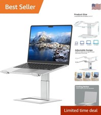 Ergonomic Adjustable Laptop Stand for 10-17.3 Inch Laptops - Silver Aluminum